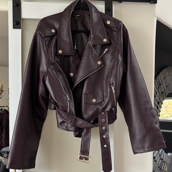 Women's vegan Leather Jacket in Deep Eggplant - Picture 1 of 1